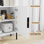 White Buffet Cabinet with Storage: 63" Fluted Sideboard Cabinet with 4 Doors, Wood Credenzas for Living Room, Mid Century Modern Sideboard Cabinets (White)