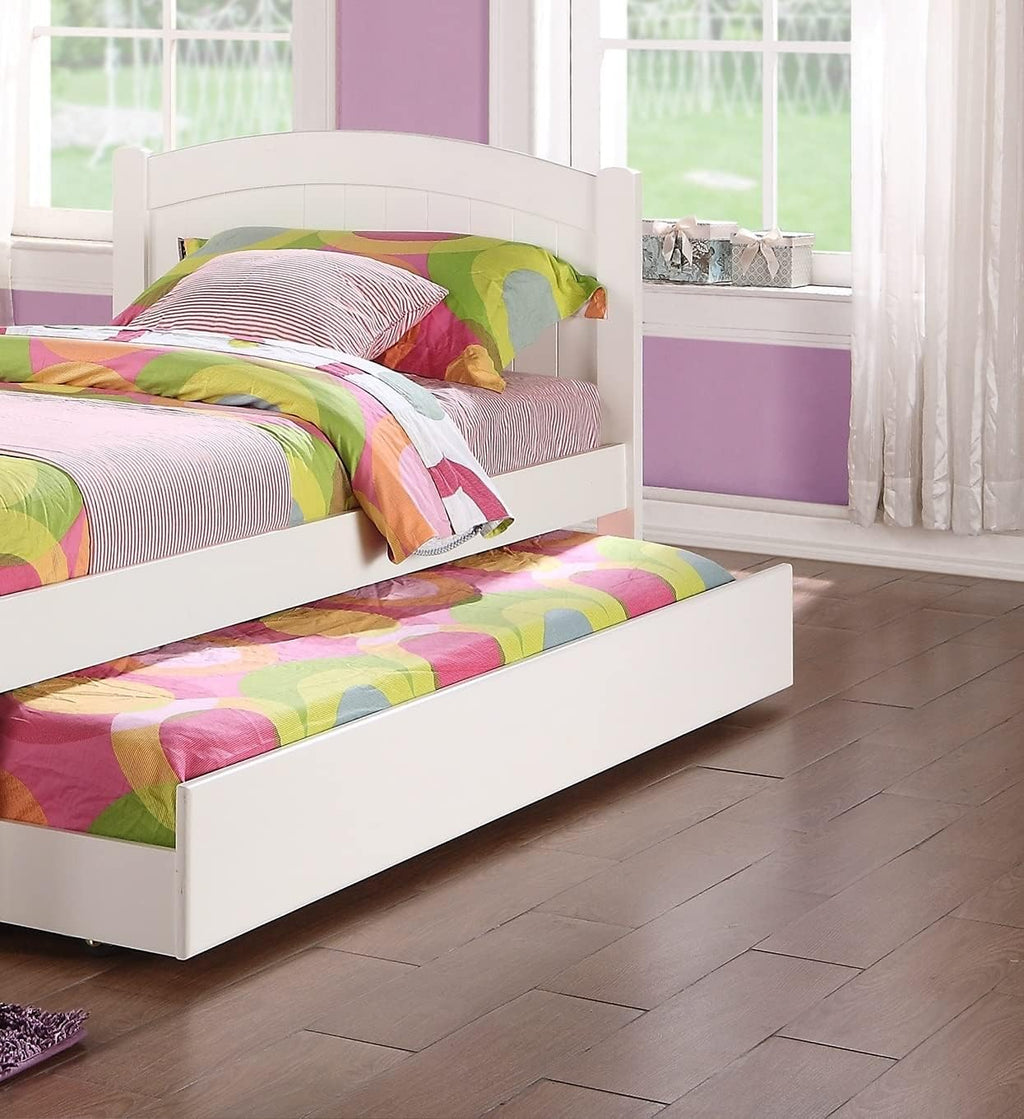 Twin Size Bed w, Trundle Slats White Pine Plywood Youth Bedroom Furniture