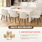 Wooden Dining Chairs Set of 6, Upholstered Kitchen Dining Room Chair, Modern Fabric Farmhouse Dinner Chair for Restaurant & Cafe, Beige