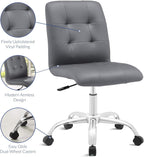 Modway Prim Ribbed Armless Mid Back Swivel Conference Office Chair In Gray