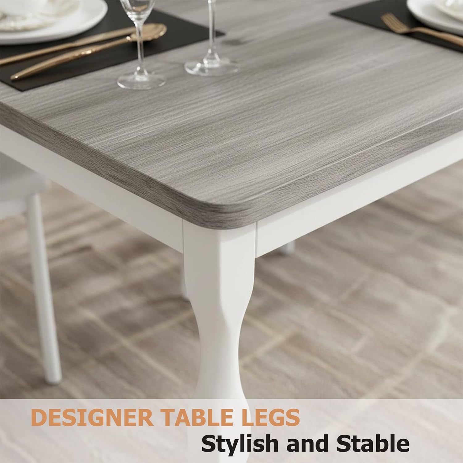 IDEALHOUSE Dining Table for 6, 71 Inch Rectangular Kitchen Table, Rustic Farmhouse Dining Room Table with Large Tabletop and Heavy-Duty Legs, Ideal for Dining Room or Kitchen, Gray