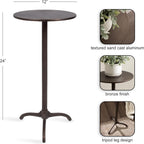 Kate and Laurel Henshall Mid-Century Metal Round Side Table, 12 x 12 x 24, Bronze, Sand Cast Aluminum Sculptural Indoor Plant Stand with Tripod Base for Use as End Table or Bedroom Nightstand