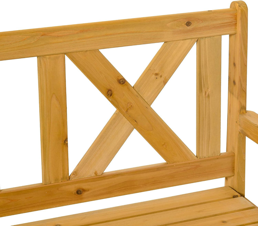Patio Wooden Bench with Storage Box, 29 Gallon Outdoor Storage Bench, Large Entryway Deck Box w, Unique X Shape Back, for Deck, Porch Balcony, Yellow