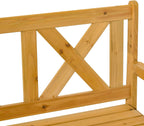 Patio Wooden Bench with Storage Box, 29 Gallon Outdoor Storage Bench, Large Entryway Deck Box w, Unique X Shape Back, for Deck, Porch Balcony, Yellow