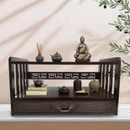 Meditation Table Altar,Small Altar Table,Hand Carved Natural Brown Wood Small Puja Table, Used in The Tea Table Japanese,Study Room,Yoga Room.IT is 20.5 Inches Long,10 Inches Wide, 11 Inches Tall