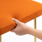 MOJAY Velvet Dining Chairs Set of 2, Modern Upholstered Dining Room Chairs with Gold Metal Legs, Accent Vanity Chairs for Kitchen, Living Room, Patio (Orange)
