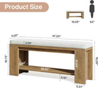 Tribesigns Upholstered Entryway Bench, 47-Inch Long Farmhouse End of Bed Bench with Padded Seat and MDF Frame, Rustic Indoor Cushion Seat for Entrance, Hallway, Bedroom