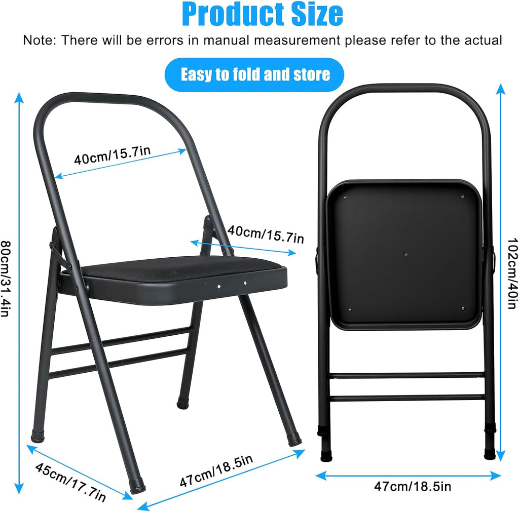 INNOLIFE Foldable Backless Yoga Chair with Resistance Band for Abs & Core, Flexibility and Strength Training and Back Pain Relieving