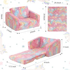 Toddler Couch Fold Out, Foldable Toddler Chair with Blanket, Flip Out Kids Couch,Glow in The Dark Convertible Sofa Gift for Girls & Boys (Glow Pink)