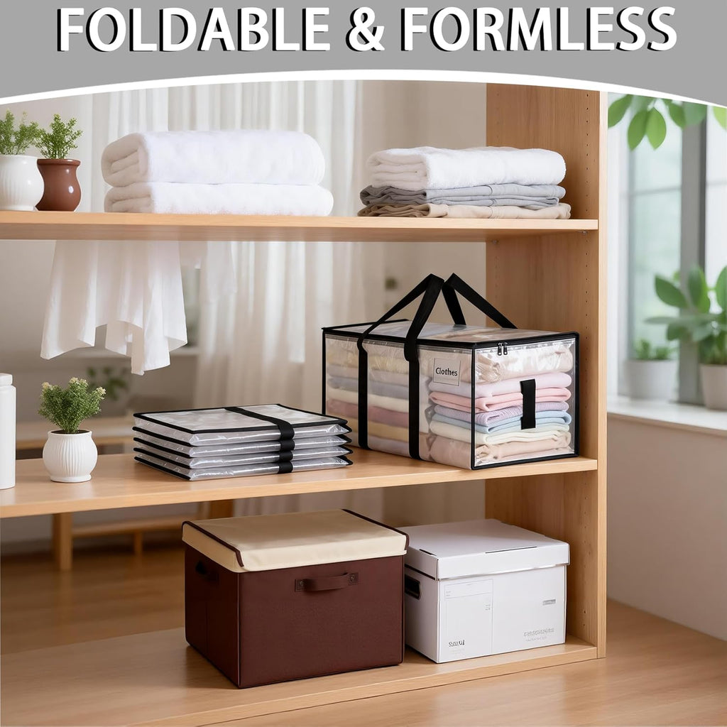 Oversized Moving Bags 6 Pack,Heavy-Duty Moving Boxes with Zippers & Carrying Handles, Foldable Storage Bags For Space Saving,Transparent Packing Bags for College Dorm,Traveling,Christmas Decorations