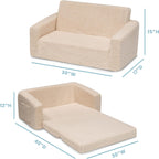 Delta Children Cozee Flip-Out Sherpa 2-in-1 Convertible Sofa to Lounger for Kids, Cream (Pack of 3)