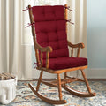Rocking Chair Cushions Indoor High Back Set - Sackcloth Fabric, High-Density Sponge, Durable Comfort Non-Slip Bottom Tufted Seat Pads with Ties, Sackcloth︱Red, 52x19x4 inch