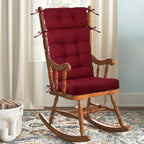 Rocking Chair Cushions Indoor High Back Set - Sackcloth Fabric, High-Density Sponge, Durable Comfort Non-Slip Bottom Tufted Seat Pads with Ties, Sackcloth︱Red, 52x19x4 inch