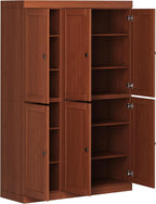 Palace Imports Solid Wood Kitchen Pantry Cabinet 71.5" Tall, 48.5" Wide – Wooden Storage Cabinet w/ 6 Shaker Doors & 8 Adjustable Shelves – Mocha, Renewable Eco-Friendly 100% Wood, Made in Brazil
