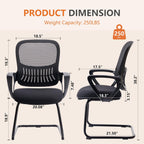 Sweetcrispy Reception Guest Chair Set of 1, Stationary Non Rolling Mesh Mid Back Computer Office Desk with Lumbar Support for Home Waiting Area Conference Room Bedroom
