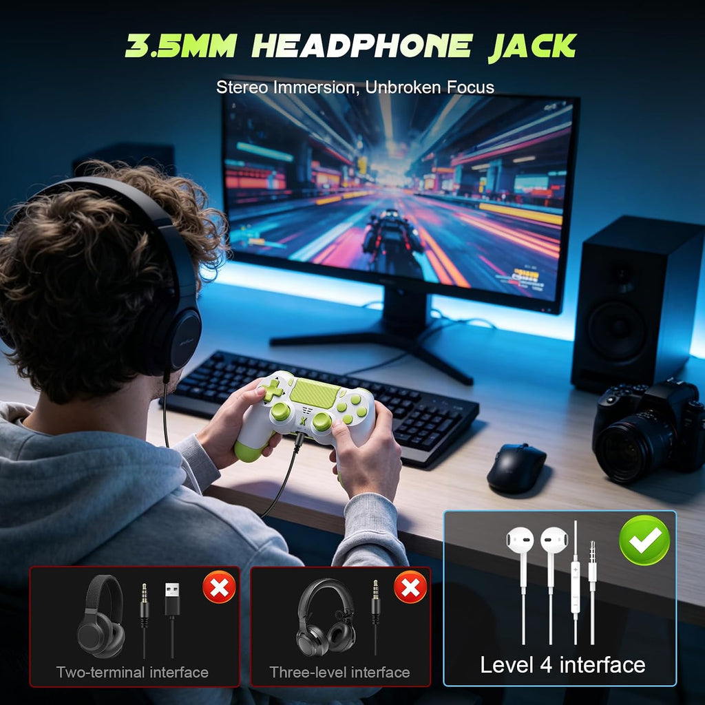 Puiseno Wireless Controller for PS-4, Gamepad with Dual Vibration/Hall Effect Joysticks/Six-axis Gyroscope Sensor/Touchpad, Built-in Speaker & Headphone Jack, Compatible with PS4/Slim/Pro Console/PC(Yellow)