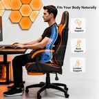 Big and Tall Gaming Chair with Footrest, Ergonomic Computer Desk Chair with Lumbar Support & Headrest, High Back PU Leather Gaming Office Chair, Reclining Swivel Task Chair for Office or Gaming