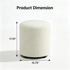 YDcosyfy Modern Round Ottoman, Teddy Fleece Vanity Stool Footrest, Upholstered Stool for Makeup, Bedroom, Living Room, White