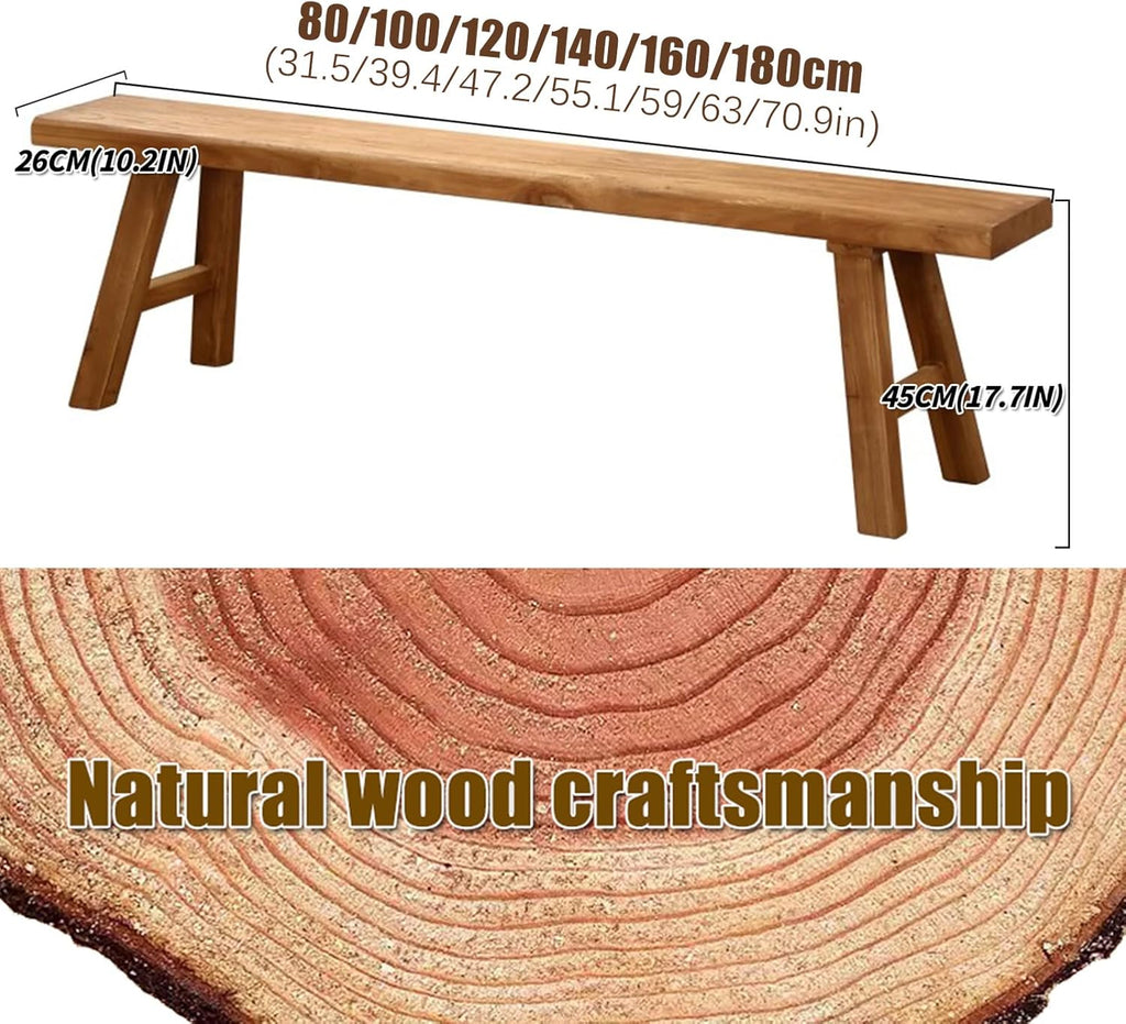 Reclaimed Elm Rustic Entry Way Benches Seat-Farmhouse Indoor Solid Wooden Noodle Bench,Maximum Load 880IB,Handcraft for Entryway Bedroom/Living Room/Dining Room