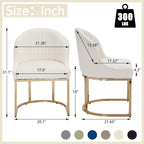 Velvet Dining Chairs Set of 4, Upholstered Dining Room Chairs with Golden Metal Legs, Modern Kitchen Side Chairs Reading Chair (Golden - Beige, Set of 4)