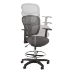 Norwood Commercial Furniture Adjustable-Height Office Mesh Drafting Chair with Chrome Footrest Ring & Optional Arms