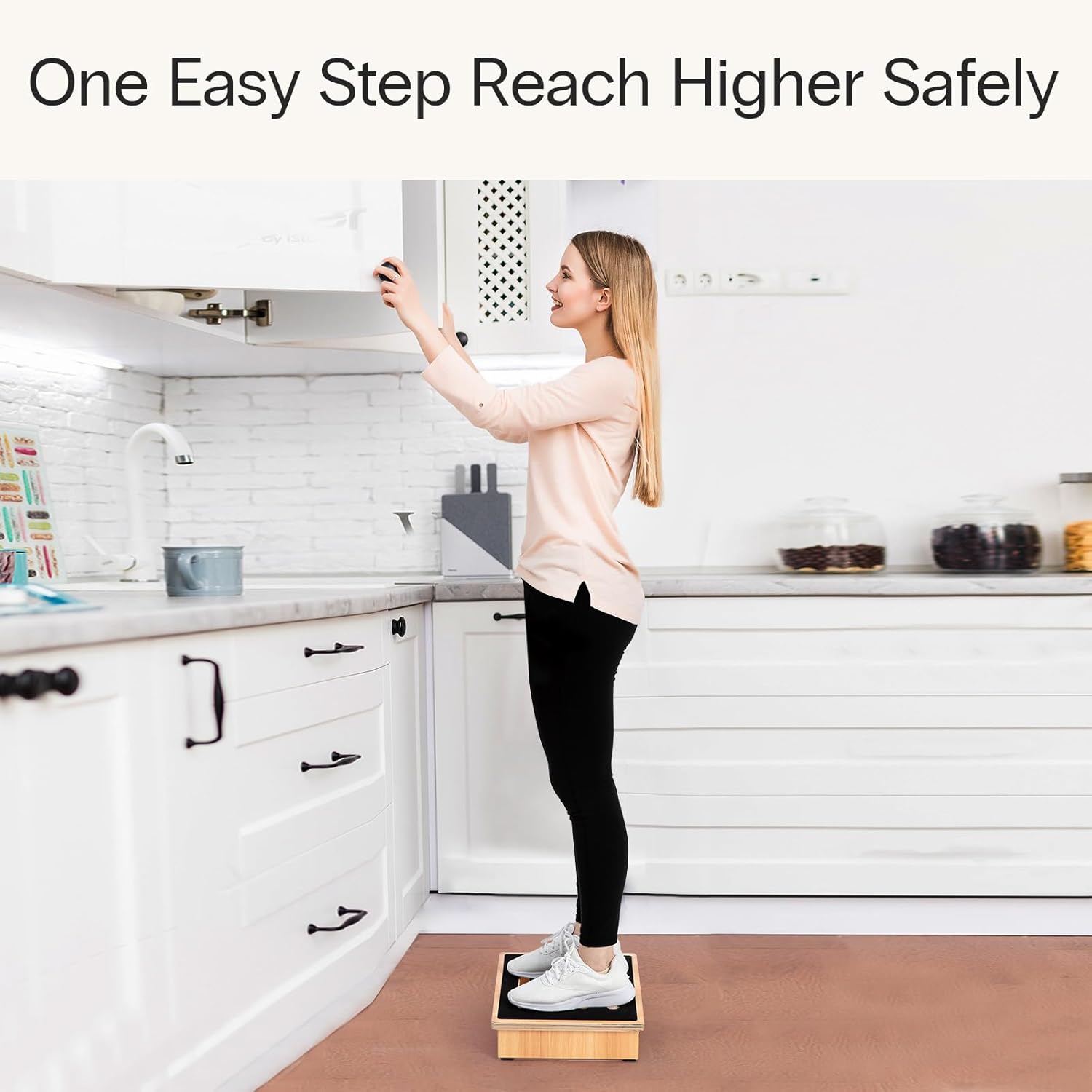 StrongTek 3.5" One Step Stool for Adults, Sturdy Wooden Riser with Non-Slip Rubber Top, 440 lb Capacity, No Assembly Required, Portable for Kitchen, Bathroom, Bedside, Kids & Seniors