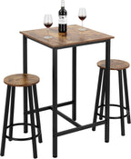 Finnhomy Bar Table Set, 23.6" Pub Table High Top Table, Square Bar Height Table, Bar Table with Stools, Kitchen Table Set for 2, Dining Table Set, Breakfast for Kitchen, Living Room, Rustic Brown