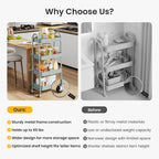 DUMOS 4 Tiers Metal Rolling Utility Cart with Lockable Wheels, Mobile Storage Organizer, Utility Shelving Unit for Kitchen, Office, Bathroom, Laundry, Narrow Places, Light Green