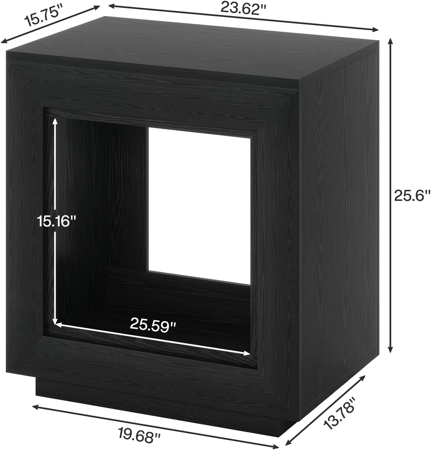 Tribesigns Rustic Wood End Table, 2 Tiered Square Side Table with Storage Shelf, Industrial Sofa Side Table for Living Room, Entrance (2, Black)