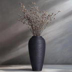 Rustic Ceramic Vase, 13.4" Black Farmhouse Tall Vase, Large Vintage Vases, Modern Terracotta Decor Vases for Home Decor, Living Room, Entryway, Table Centerpieces, Kitchen, Housewarming Gifts
