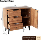 Buffet Sideboard Cabinet with Storage, Mid-Century Storage Cabinet with 3 Drawers and 1 Door, Kitchen Pantry Cabinet, Freestanding Accent Storage Cabinet for Living Room, Entryway