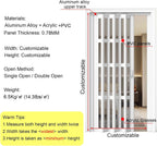 Folding Sliding Window with Handles, Acrylic Glass Bifold Design for Attic, Kitchen, Basement, Restrooms, PVC Accordion Door, Space-Saving Solution