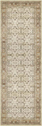 SIILOOM 2x6 Washable Runner Rug for Hallways, Beige Brown Soft Vintage Tribal Kitchen Rugs with Non-Slip, Non-Shedding Tribal Floral Rug for Bedroom Kitchen Porch Laundry Entryway