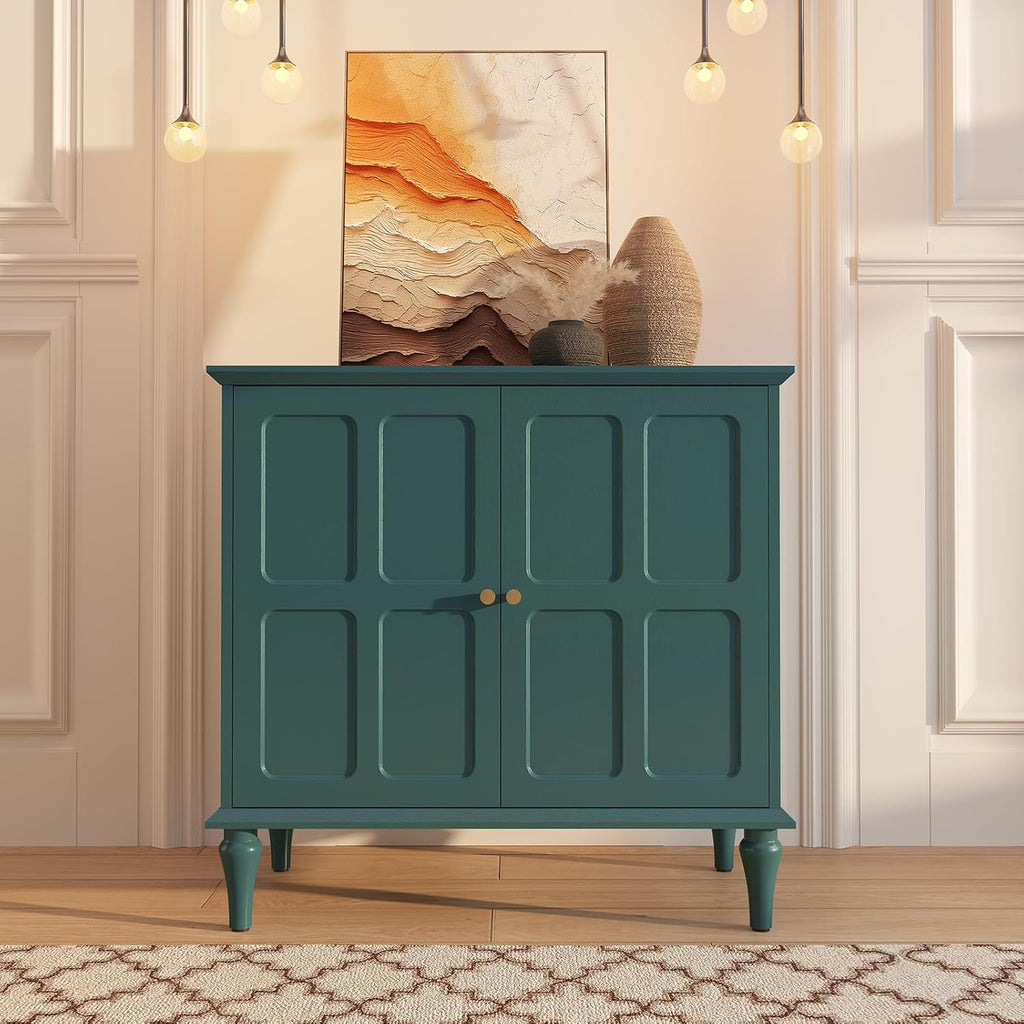 ARTPOWER Green Sideboard Buffet Cabinet with Storage, Mid-Century Modern Storage Cabinet with 2 Doors and Adjustable Shelves, Accent Style Sideboard for Entryway, Dining Room, Living Room