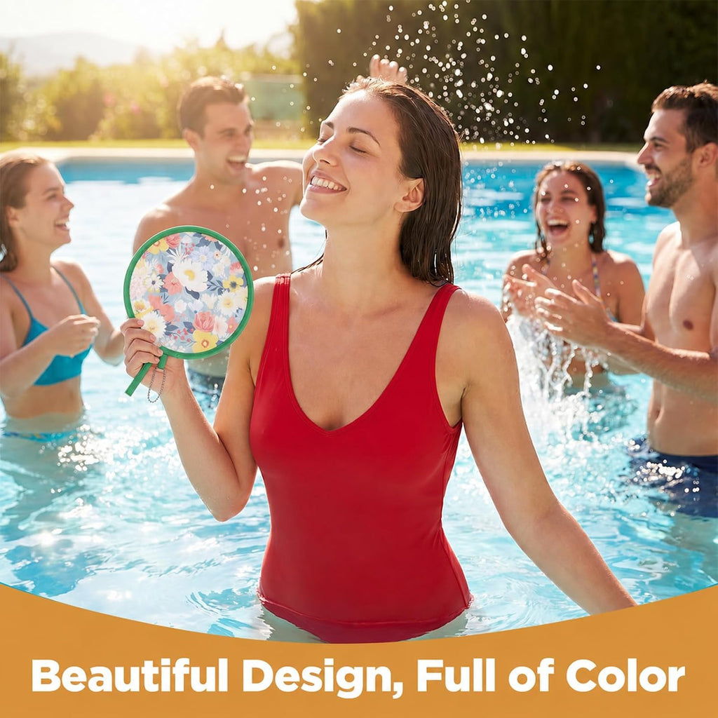 6PCS Floral Round Foldable Hand Fan, 6 Styles Round Folding Fan Japanese Cooling Fans Portable Handheld RoundFans for Indoor & Outdoor Travel Events Party Festival