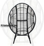 Indoor Egg Chair Wicker, 8-Inch Deep Cushion, 400lbs Capacity, Rust-Resistant Frame Balcony Chairs(Black+Gray)