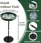 Gesodant Boho Single Leg Round Side Table with Tray Top, Pedestal Drink Table for Small Spaces, Aesthetic Accent Nightstand for Living Room, Bedroom, Corners, and Office (Green Leopard)