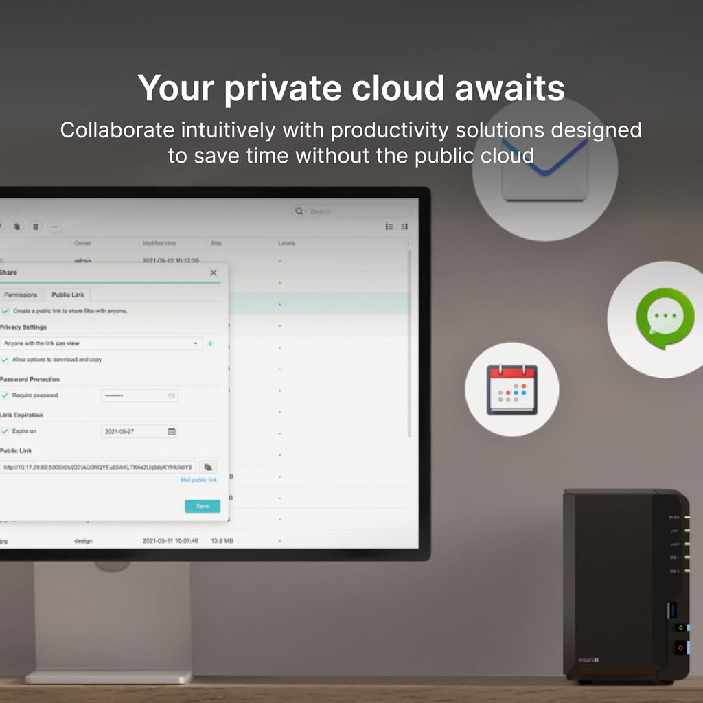 Synology DS225+ Private Cloud Media Server - Stream, Back Up Photos & Share Files, Intel CPU for Hardware Transcoding (2-Bay Diskless NAS)