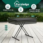 30 Inch Folding Table, Adjustable Height TV Tray for Small Spaces, Heavy Duty Foldable Utility Table for Laptop, Dining, Camping, No Assembly, 200 lbs Capacity, Black Granite