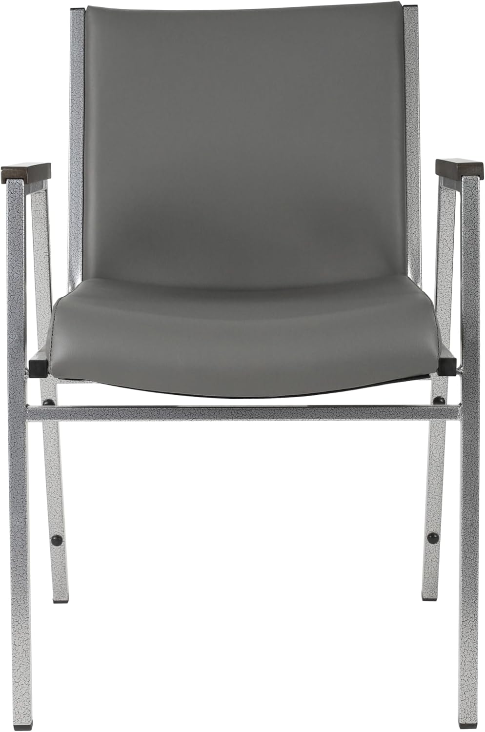 Flash Furniture Hercules Series Heavy Duty Gray Vinyl Stack Chair with Arms and Ganging Bracket, Set of 4