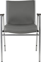 Flash Furniture Hercules Series Heavy Duty Gray Vinyl Stack Chair with Arms and Ganging Bracket, Set of 4