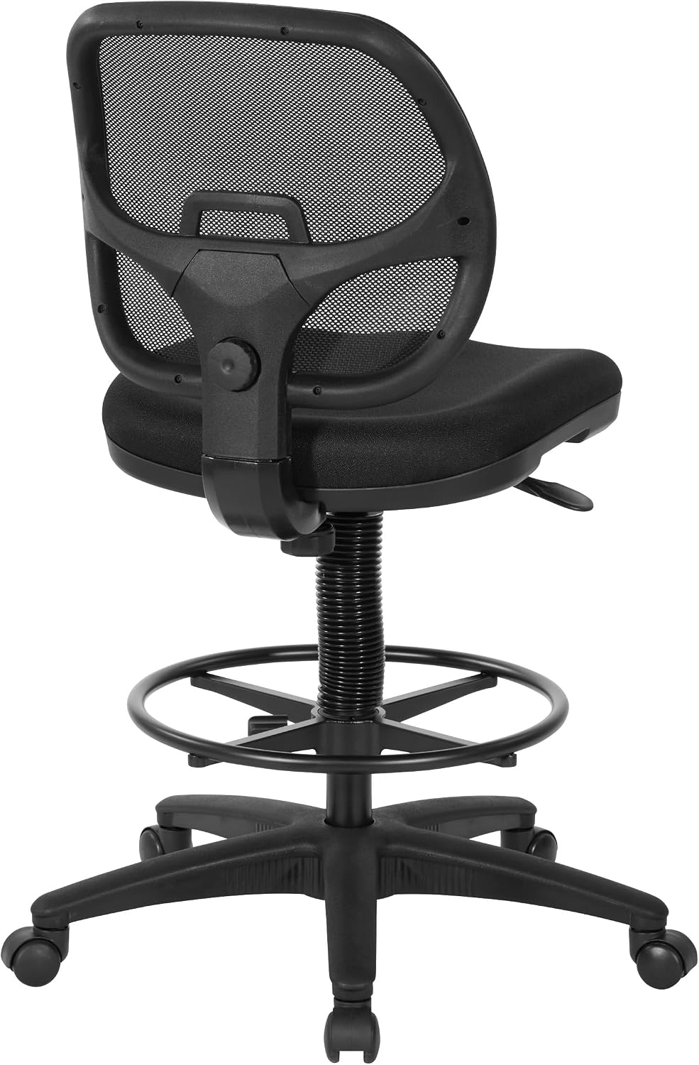 Office Star DC Series Deluxe Breathable Mesh Back Ergonomic Drafting Chair with Lumbar Support and Adjustable Footring, Black Fabric