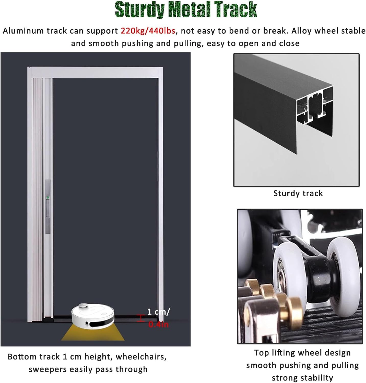 Magnetic Bifold Door 210cm Aluminum Folding Door with Lock, Collapsible Privacy Partition for Bathroom Office Bedroom Kitchen (230x210cm)