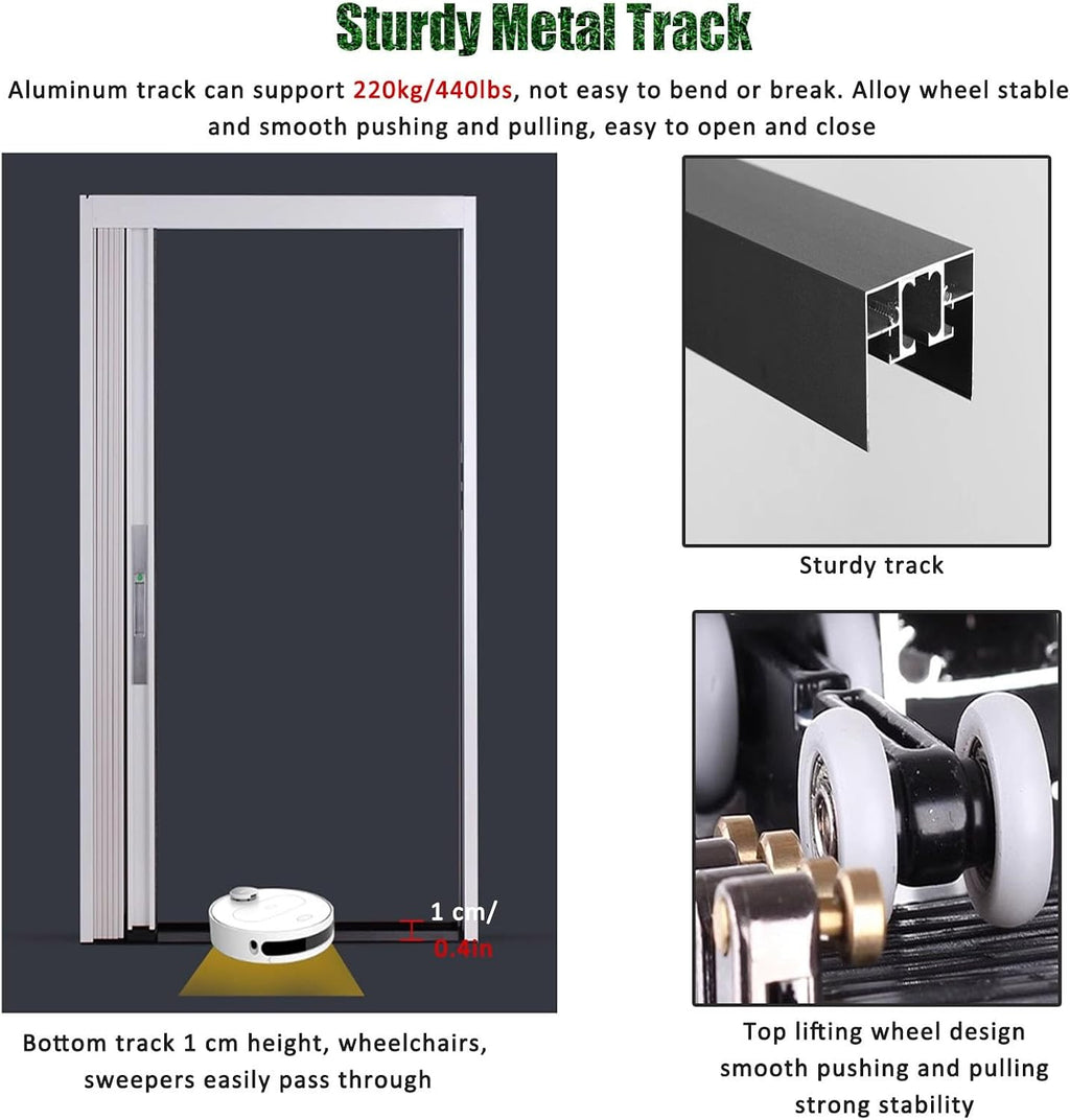 Sliding Doors Collapsible, Aluminium Customizable Room Dividers with 2 Keys for Kitchen Bathroom Livingroom Office, 80in High (30.7x80in)