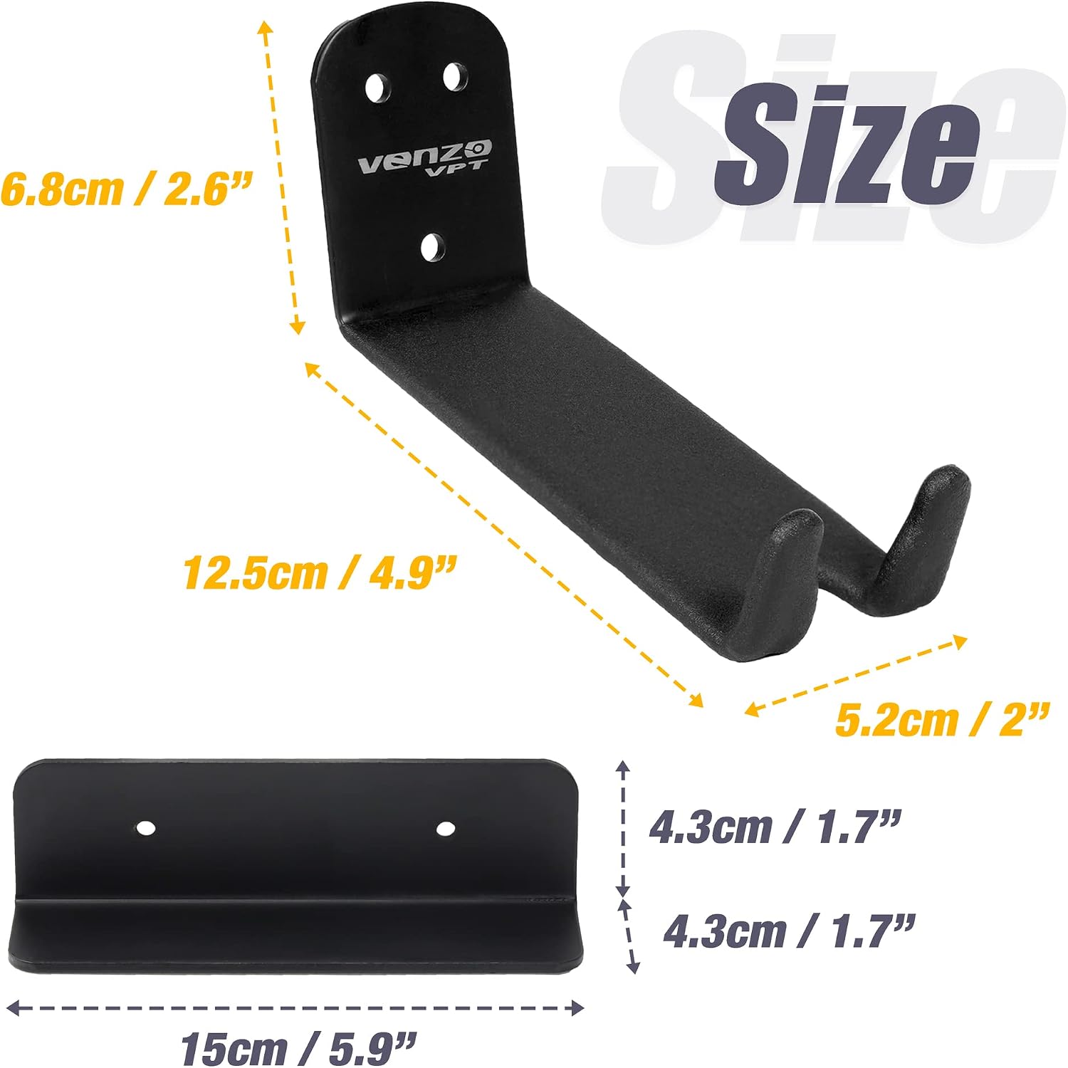 Venzo Bike Bicycle Cycling Pedal Wall Mount Indoor Storage Hanger Stand - Hook Rack Holder - with Tire Brackets - Great for Garage and Shed (3)
