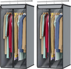 Univivi Garment Bags for Hanging Clothes, Large Clothes Storage Bags Closet Organizer with Clear Window, Premium Hanging Garment Storage Bag for Suits, Coats, Jackets, 40", 2-Pack (Grey)