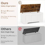 39.4" Wooden Storage Bench with 2 Safety Hinges, Flip Top Trunk for Entryway Hallway Bedroom Living Room, 350lbs Load Capacity, Blanket Organizer, White Walnut