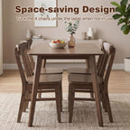 Giantex 5-Piece Dining Table Set for 4, Mid-Century Modern Kitchen Table and Chairs Set with Solid Rubber Wood Frame, Wooden Dinette Set for Small Space, Dining Room, Breakfast Nook