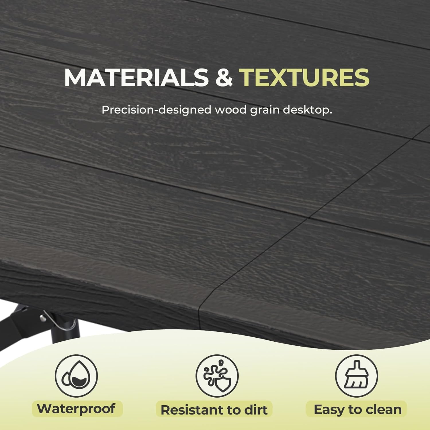 4Ft Folding Table Portable Folding Tables Heavy Duty 400 lbs Capacity, Wood Grain Tabletop for Working Meeting Parties, Picnic, Camping, Weddings, Garden Dining-Black (4FT)