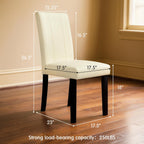 SyMax Dining Chairs Set of 4, Faux Leather Upholstered Dining Room Chairs, Modern Parsons Kitchen Chairs with Wood Legs, Cream(Only Chairs)